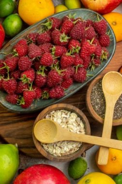 top view fresh fruits different ripe and mellow fruits on a white background photo tasty color diet berry health